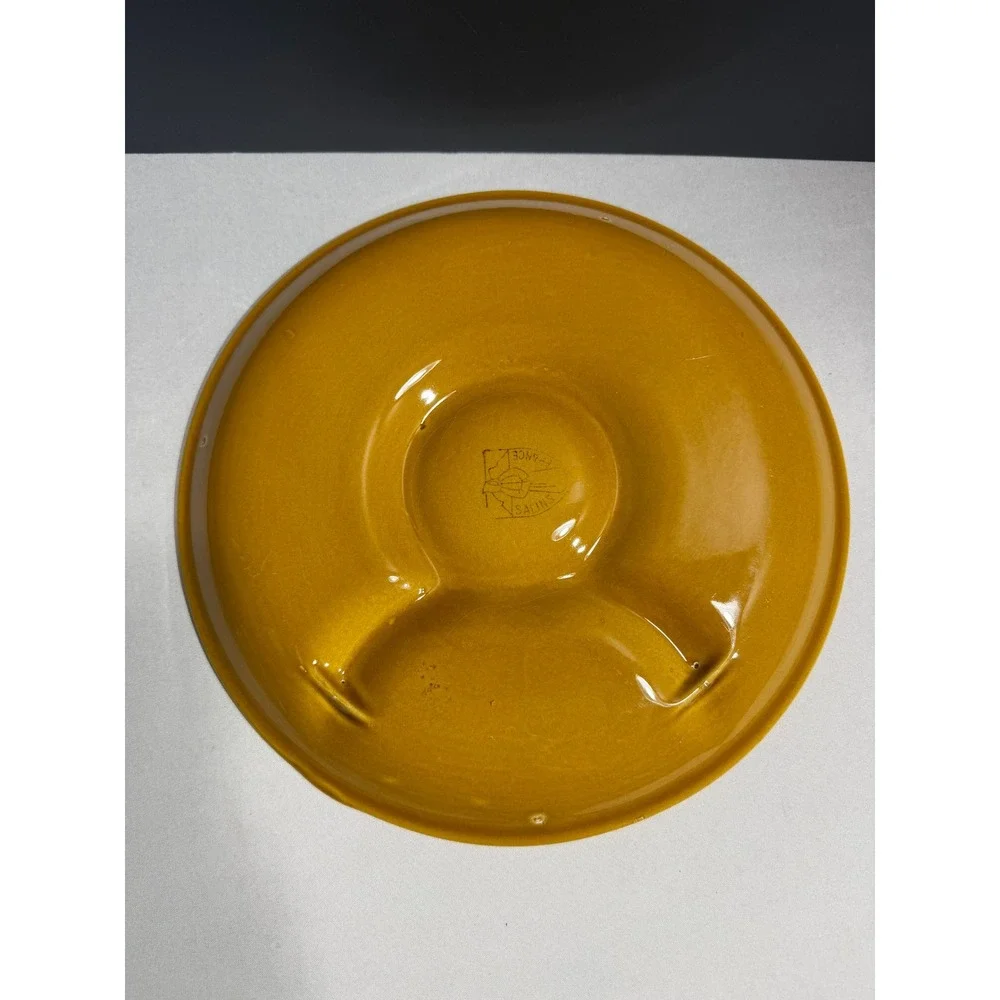 Vintage Salins France Artichoke Plate Mustard Yellow Ceramic Petal Serving Dish